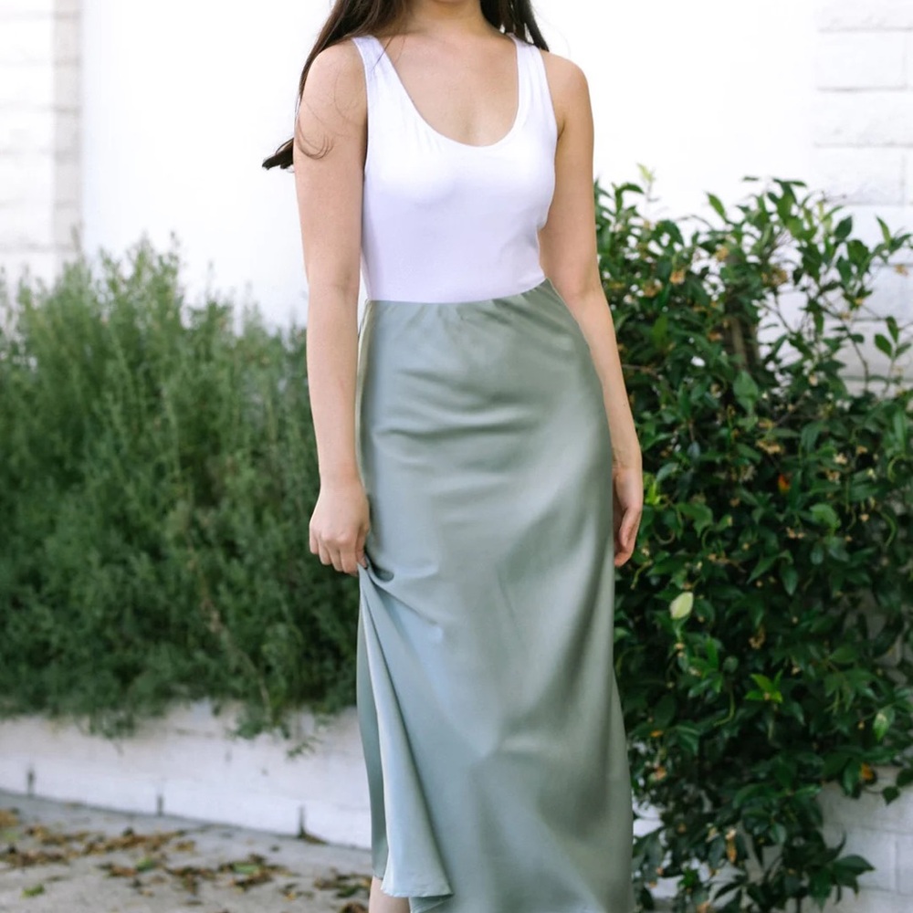 Green Maxi Slip Skirt for Casual Resort Wear